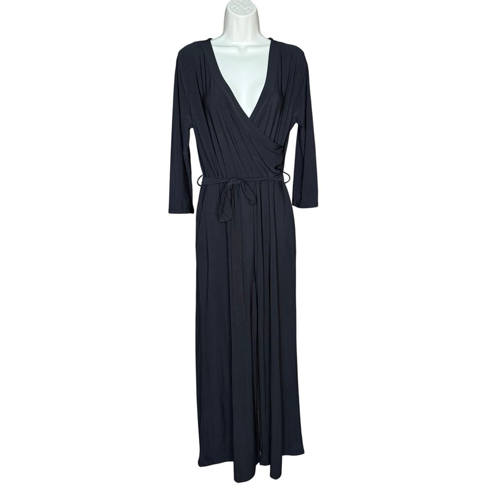 Unique Vintage West K Black Long Sleeve Belted Wide Leg Jumpsuit XL NWT